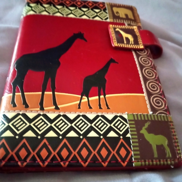 AFRICAN SAFARI GIRAFFE BURGUNDY SHAG WEAR WALLET LEATHER OFFERS WELCOME - Picture 1 of 6